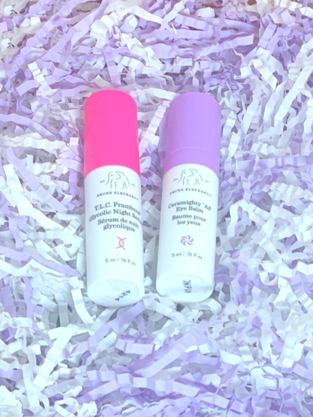 2 Drunk Elephant Ceramighty AF Eye Balm & TLC Frambois Glycolic Serum 2X 5ml